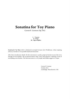 Sonatina for Toy Piano, Op.892: Sonatina for Toy Piano by Carson Cooman