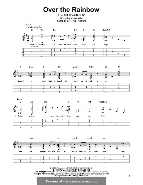 Instrumental version: Для гитары с табулатурой by Harold Arlen