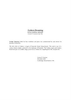 Coskata Dreaming (2008) for bass trombone and piano, Op.802: Coskata Dreaming (2008) for bass trombone and piano by Carson Cooman