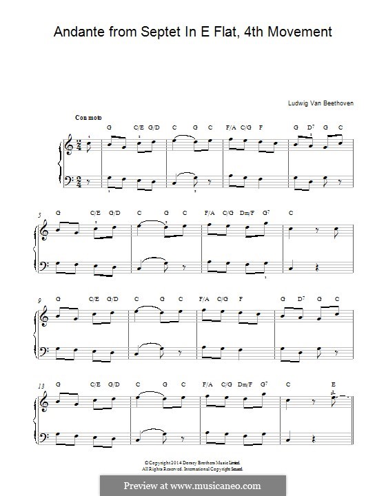 Септет для духовых и струнных, Op.20: Часть IV. Версия для фортепиано by Людвиг ван Бетховен