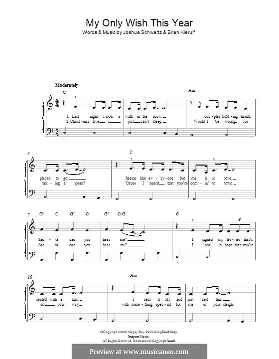 My Only Wish This Year (Britney Spears): Для фортепиано by Brian Kierulf, Joshua Schwartz
