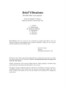 Brief Vibrations (2010), song cycle for solo voice, Op.870: Brief Vibrations (2010), song cycle for solo voice by Carson Cooman