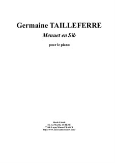 Menuet en Sib for piano: Menuet en Sib for piano by Germaine Tailleferre