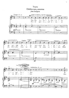 Antigone. Ombra cara, amorosa: For mezzo-soprano and piano by Tommaso Traetta