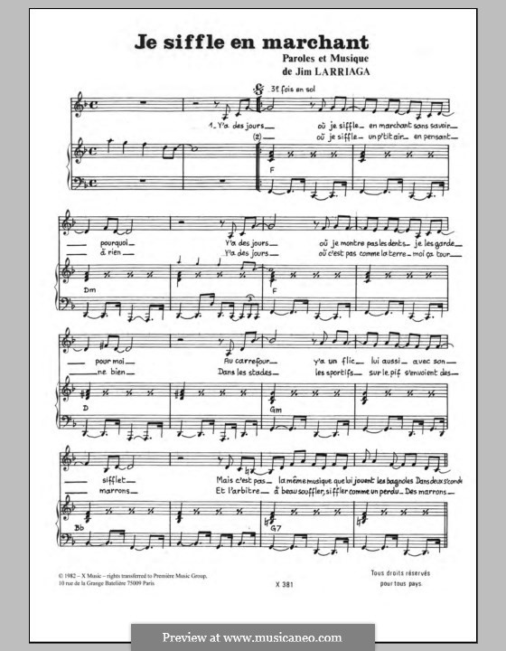 Je Siffle en Marchant: Для голоса и фортепиано by Jim Larriaga