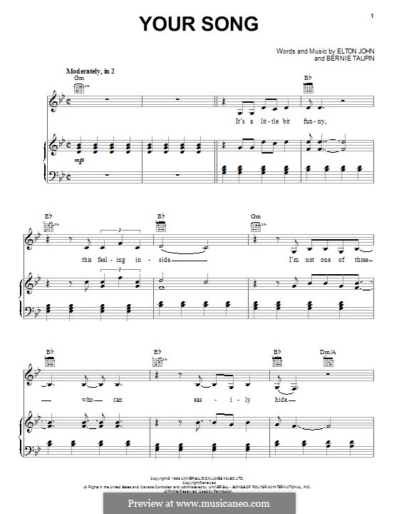 Your Song: Для голоса и фортепиано (или гитары) by Elton John
