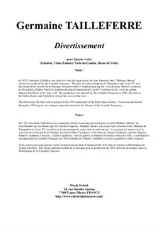 Divertissement for viols: Divertissement for viols by Germaine Tailleferre