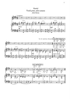 Альцина, HWV 34: Verdi prati, for voice and piano by Георг Фридрих Гендель