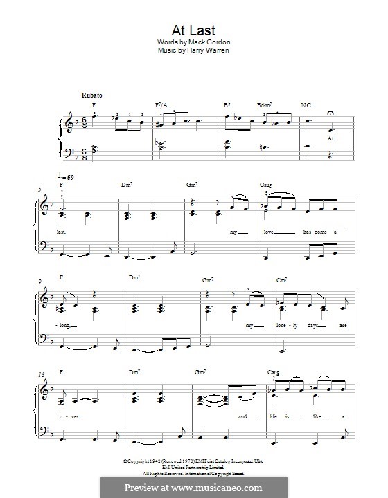 At last. At last Etta James Ноты. Ноты Гарри Уоррена.