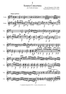 Концертная соната для гитары и скрипки: Партитура, MS 2 by Никколо Паганини