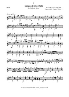 Концертная соната для гитары и скрипки: Separate parts, MS 2 by Никколо Паганини