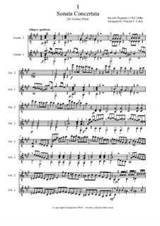 Концертная соната для гитары и скрипки: Version for guitar duet – full score, MS 2 by Никколо Паганини