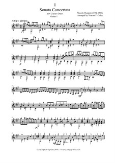 Концертная соната для гитары и скрипки: Version for guitar duet – separate parts, MS 2 by Никколо Паганини