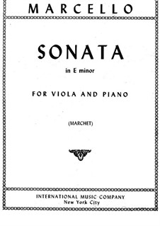 Шесть сонат для виолончели (или альта) и бассо континуо, Op.1: Соната No.2, для альта и фортепиано by Бенедетто Марчелло
