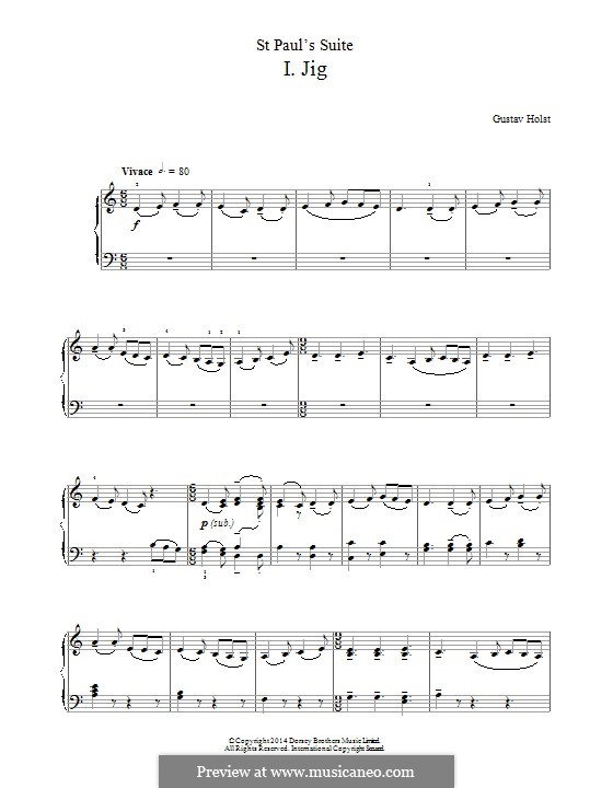 St. Paul's Suite, Op.29: Jig, for piano by Густав Холст