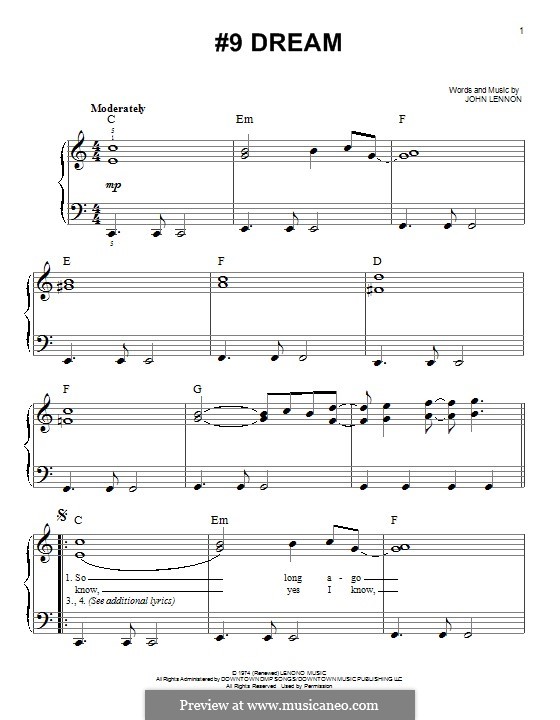 No.9 Dream: Для фортепиано by John Lennon