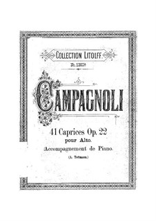 Сорок один каприс для альта, Op.22: Аранжировка для альта и фортепиано by Бартоломео Кампаньоли