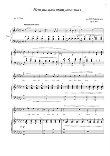 Шесть романсов, TH 93 Op.6: No.6 Нет, только тот, кто знал (ми-бемоль минор) by Петр Чайковский