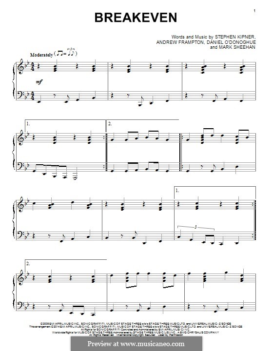 Breakeven (The Script): Для фортепиано by Andrew Frampton, Danny O'Donoghue, Mark Sheehan, Stephen Alan Kipner