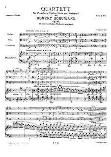 Фортепианный квартет ми-бемоль мажор, Op.47: Партитура by Роберт Шуман