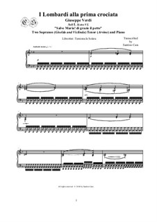 Ломбардцы в первом крестовом походе: Salve Maria! di grazie il petto, for two sopranos, tenor and piano, CSGV10 by Джузеппе Верди