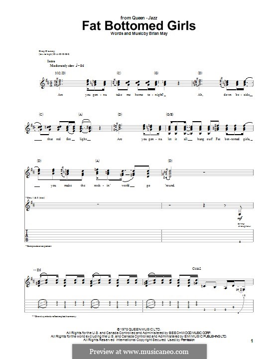 Fat Bottomed Girls: Для гитары с табулатурой by Brian May