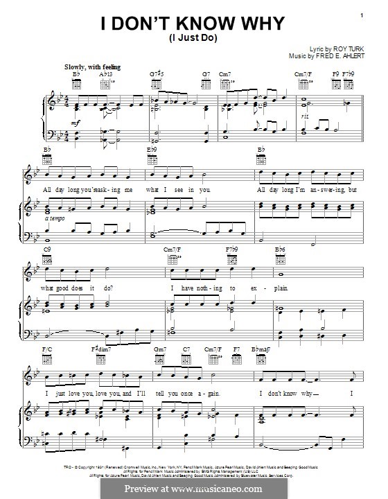 I Don't Know Why (I Just Do): Для голоса и фортепиано или гитары (Frank Sinatra) by Roy Turk, Fred E. Ahlert