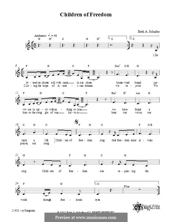 Children of Freedom: Текст, аккорды by Beth Schafer