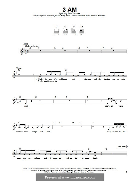 3 AM (Matchbox Twenty): Для гитары с табулатурой by Brian Yale, Jay Stanley, John Goff, Rob Thomas