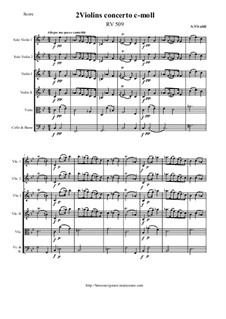 Concerto for Two Violins and Strings in C Minor, RV 509: Score and all parts by Антонио Вивальди