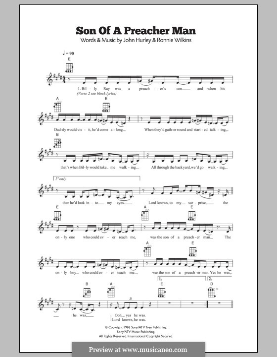 Son of a Preacher Man (Dusty Springfield): Для укулеле by John Hurley, Ronnie Wilkins