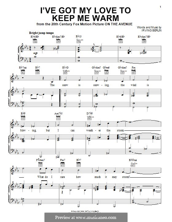 I've Got My Love to Keep Me Warm (Frank Sinatra): Для голоса и фортепиано (или гитары) by Ирвинг Берлин