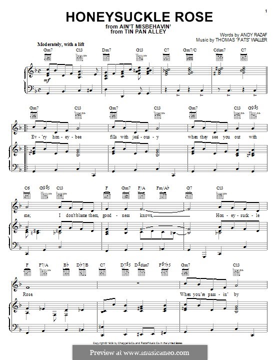 Honeysuckle Rose: Для голоса и фортепиано (или гитары) by Fats Waller