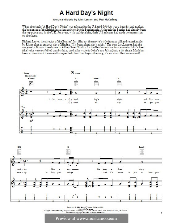A Hard Day's Night (The Beatles): Для укулеле by John Lennon, Paul McCartney