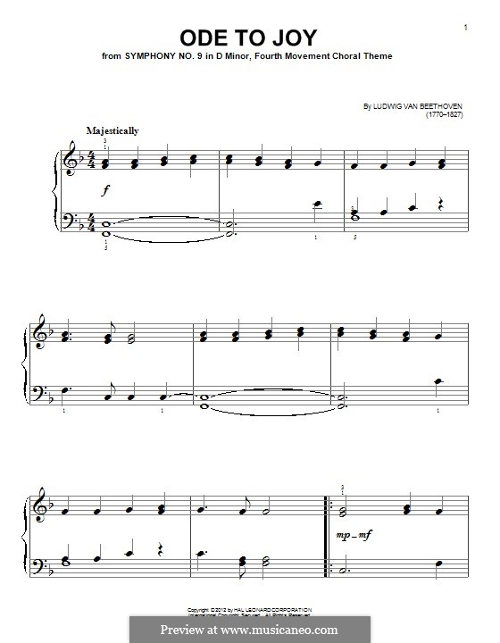 Ода к радости, для фортепиано: Для одного исполнителя by Людвиг ван Бетховен