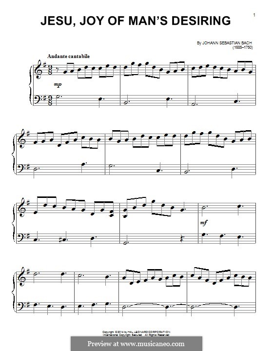 Jesu, Joy of Man's Desiring, for Piano: Для одного исполнителя by Иоганн Себастьян Бах