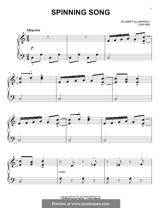 The Spinning Song: Для фортепиано by Albert Ellmenreich