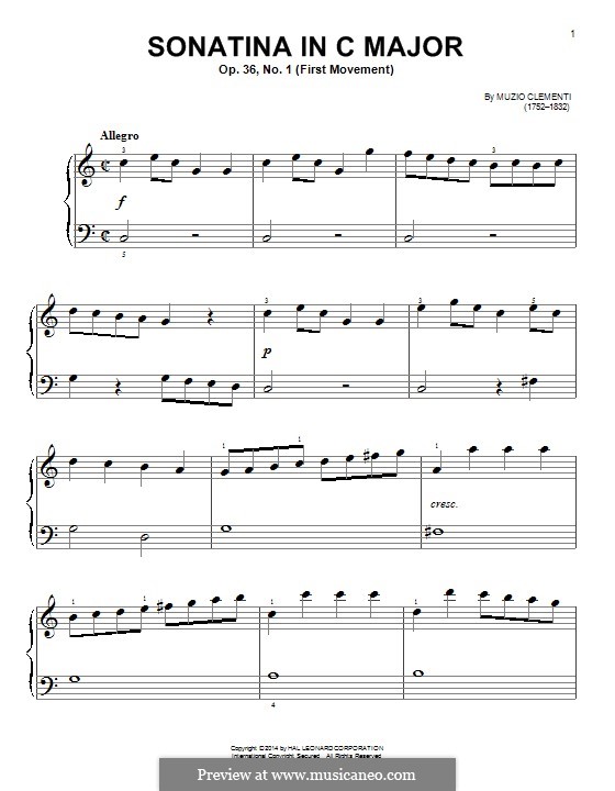 Сонатина No.1: Для фортепиано by Муцио Клементи