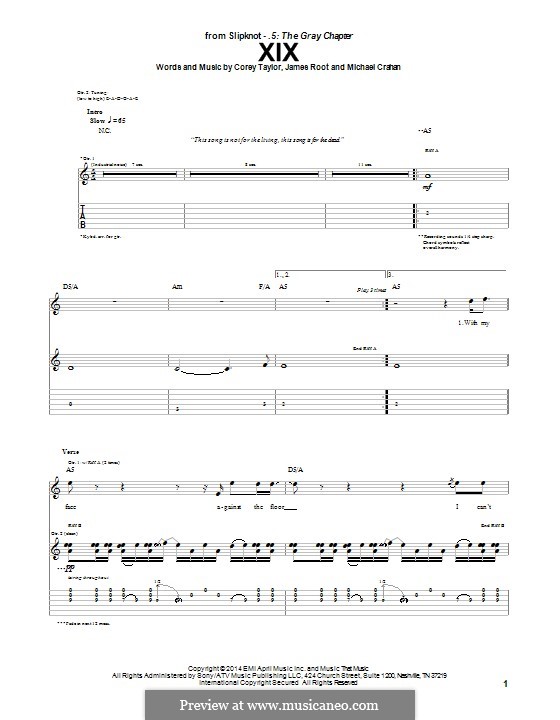 XIX (Slipknot): Гитарная табулатура by Corey Taylor, James Root, M. Shawn Crahan