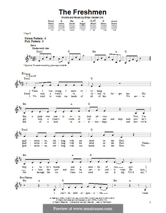The Freshmen (The Verve Pipe): Гитарная табулатура by Brian Vander Ark