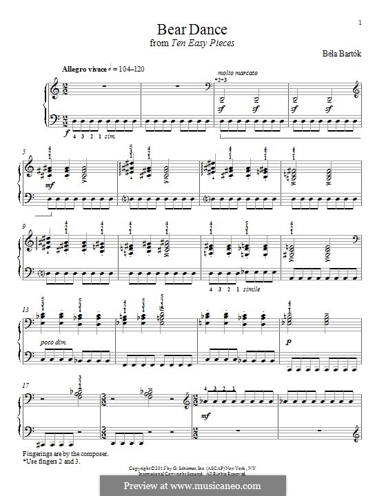 Десять лёгких пьес, Sz.39: No.10 Bear Dance by Бела Барток