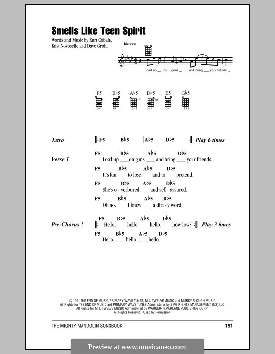 Instrumental version: For mandolin by David Grohl, Krist Novoselic, Kurt Cobain