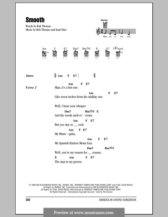 Smooth (Santana featuring Rob Thomas): For mandolin by Itaal Shur, Rob Thomas