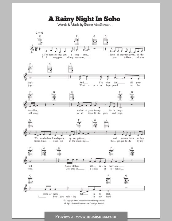 A Rainy Night in Soho (The Pogues): Для укулеле by Shane MacGowan