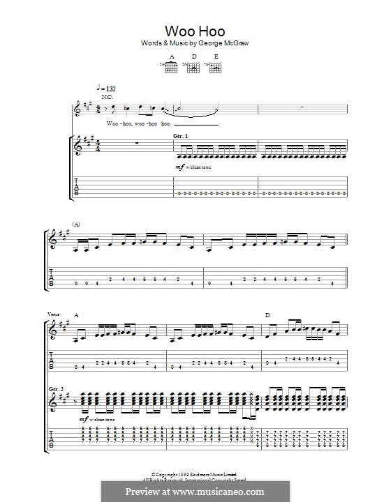 Woo Hoo: For guitar with tab (The 5.6.7.8's) by George McGraw