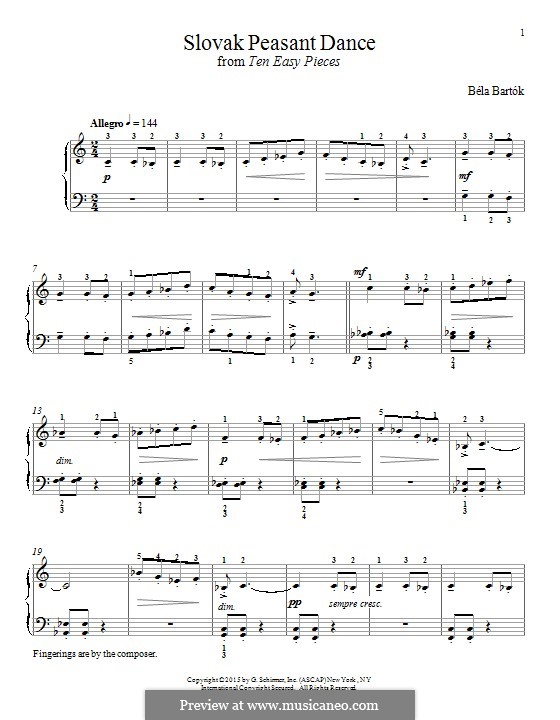 Десять лёгких пьес, Sz.39: No.3 Slovak Peasant Dance by Бела Барток