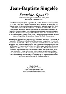 Fantaisie, pour saxophone soprano ou ténor en Sib et piano, Op.50: Fantaisie, pour saxophone soprano ou ténor en Sib et piano by Жан Батист Сенжеле
