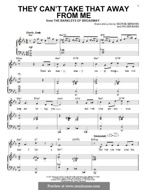 They Can't Take That Away from Me: Для голоса и фортепиано (Frank Sinatra) by Джордж Гершвин