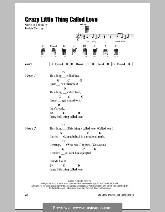 chords to crazy little thing called love