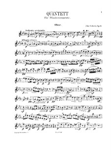 Квинтет для духовых инструментов ми-бемоль мажор, Op.11: Партия гобоя by Иоганн Собек